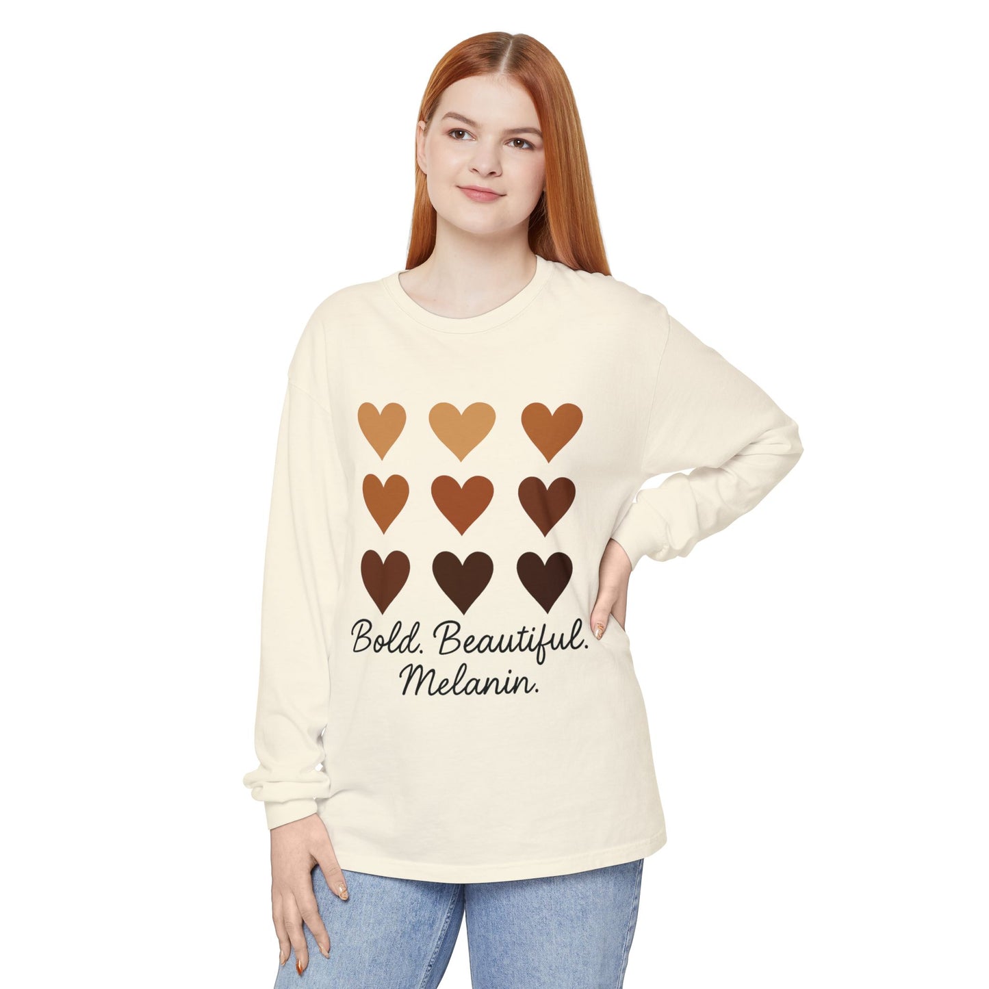 Unisex Long Sleeve T-Shirt - Bold, Beautiful Melanin - Celebrate Diversity, Perfect for Everyday Wear, Gift for Friends and Family
