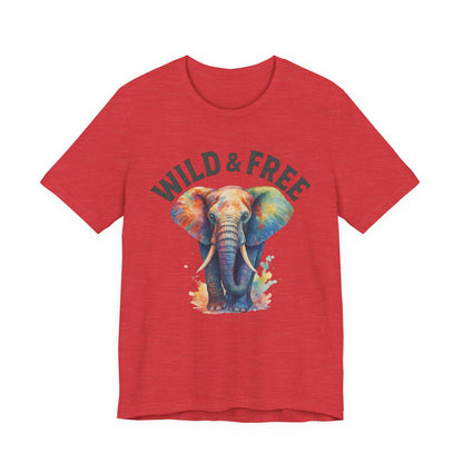 Wild & Free Elephant Tee, Unisex Short Sleeve T-Shirt for Nature Lovers, Bohemian Style Gift, Eco-Friendly Apparel, Adventure Shirt