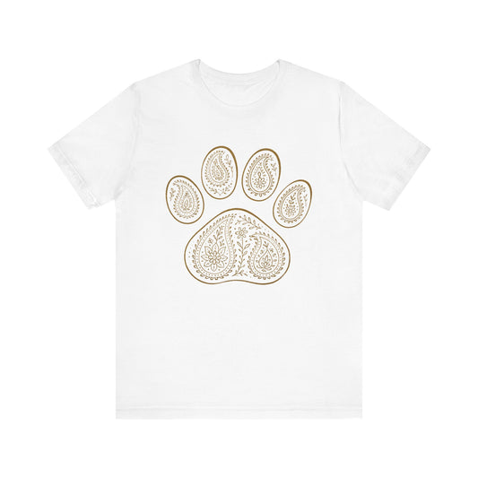Gold Paisley Paw Print Tee