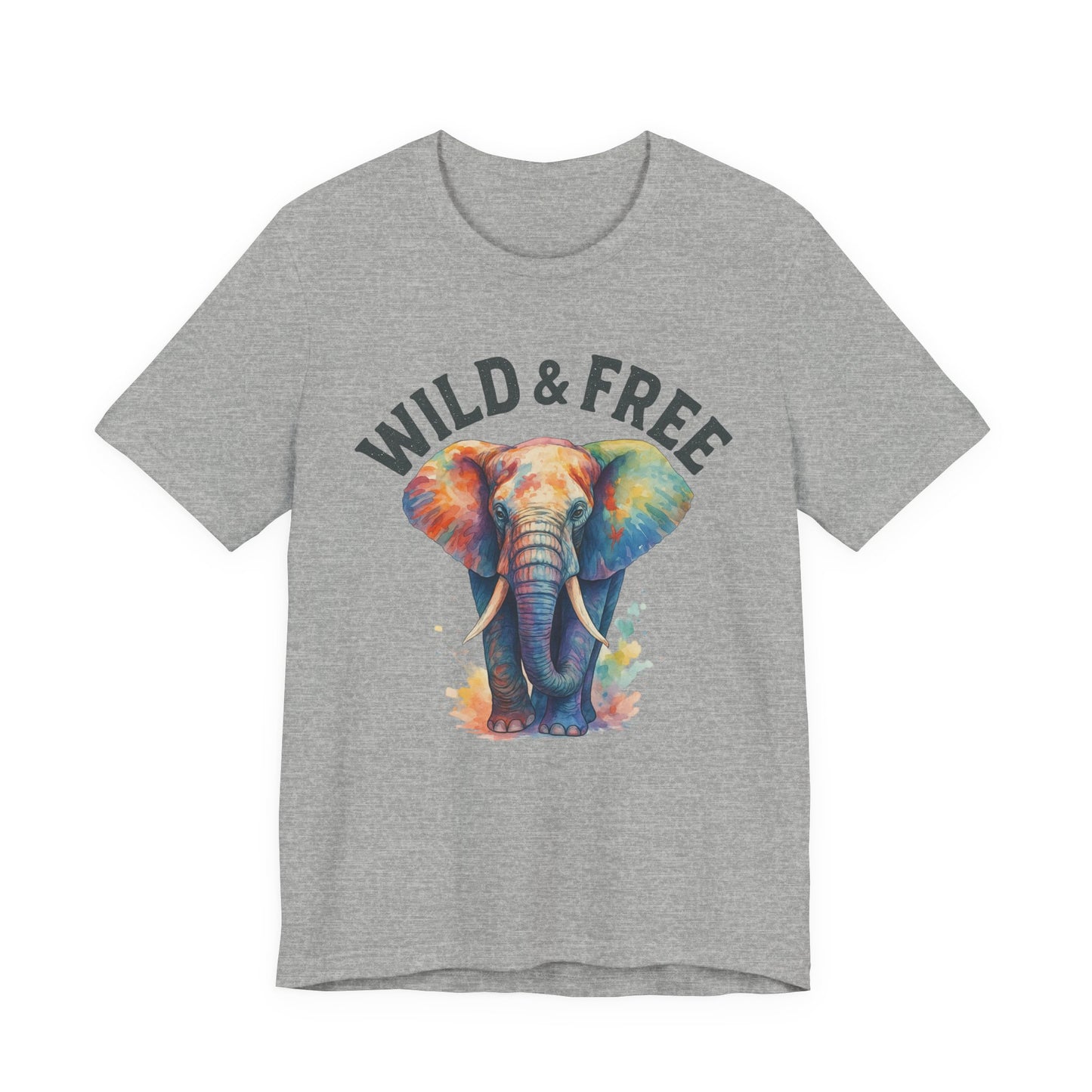 Wild & Free Elephant Tee, Unisex Short Sleeve T-Shirt for Nature Lovers, Bohemian Style Gift, Eco-Friendly Apparel, Adventure Shirt