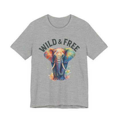 Wild & Free Elephant Tee, Unisex Short Sleeve T-Shirt for Nature Lovers, Bohemian Style Gift, Eco-Friendly Apparel, Adventure Shirt