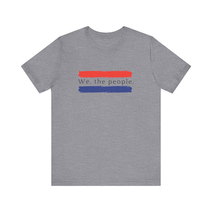 American People Unisex T-Shirt - 'We the People' Design Featuring Red and Blue Paint Splashes