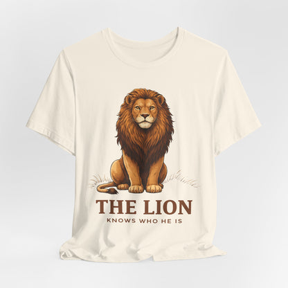 The Lion Knows Who He Is Tee — Confident Identity Lion Graphic Shirt