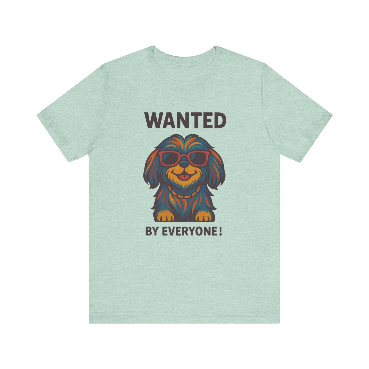 Shitzu Unisex Tee with Multicolored Fur and Sunglasses Design