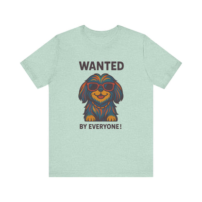 Shitzu Unisex Tee with Multicolored Fur and Sunglasses Design