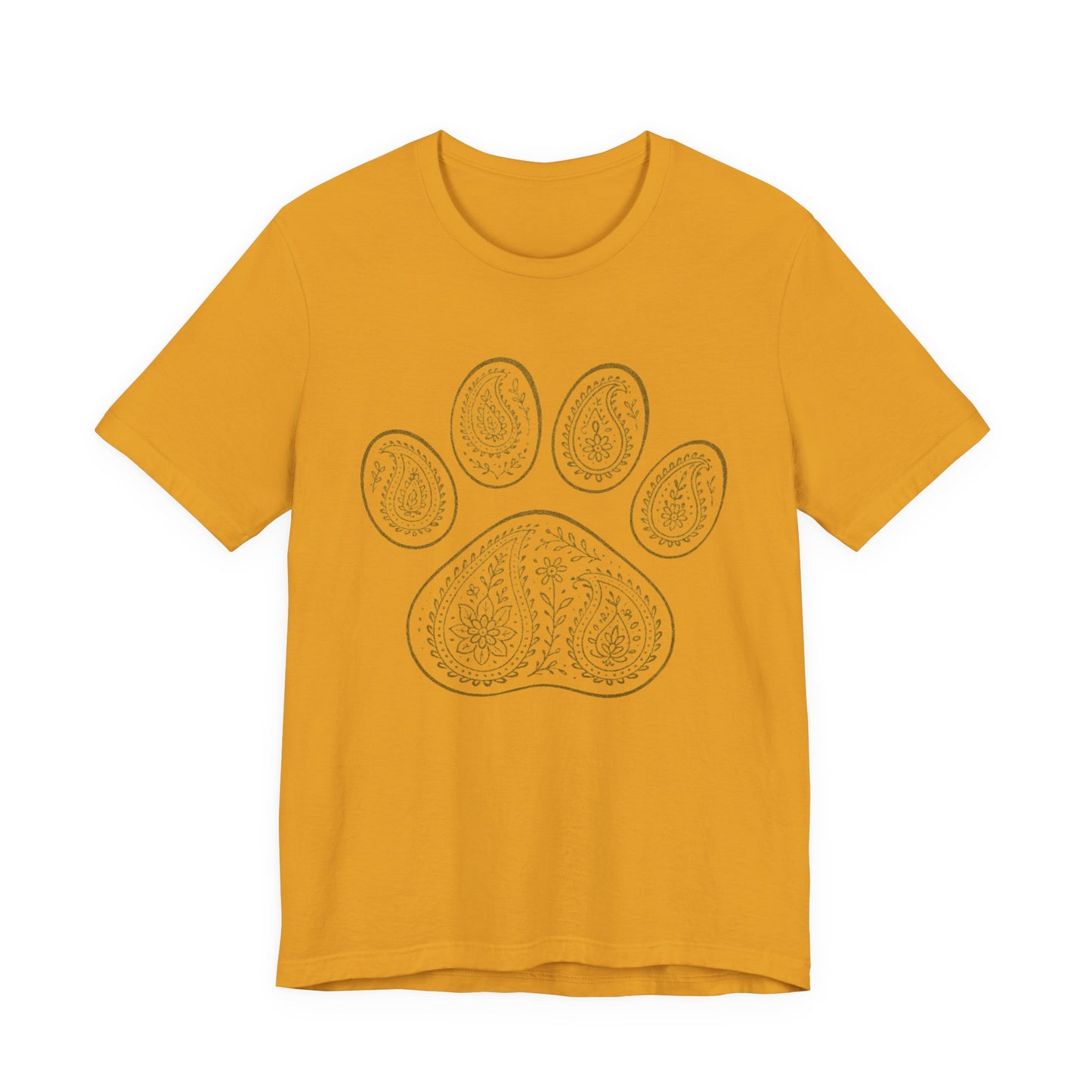 Gold Paisley Paw Print Tee