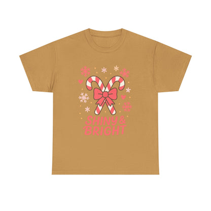 Candy Cane Christmas Tee, Holiday Shirt, Festive Unisex Cotton Tee, Merry and Bright T-Shirt, Gift for Christmas, Winter Apparel