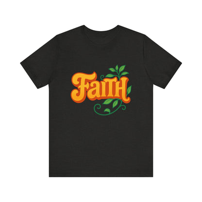 Faith Unisex Tee - Bold Orange with Green Leaves