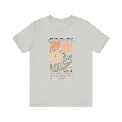 Boho Retro Flower T-shirt with Psalm 28:7