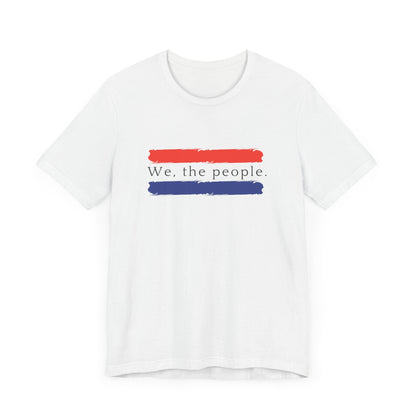 American People Unisex T-Shirt - 'We the People' Design Featuring Red and Blue Paint Splashes