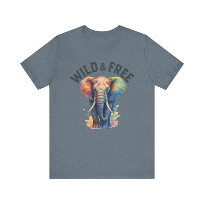Wild & Free Elephant Tee, Unisex Short Sleeve T-Shirt for Nature Lovers, Bohemian Style Gift, Eco-Friendly Apparel, Adventure Shirt