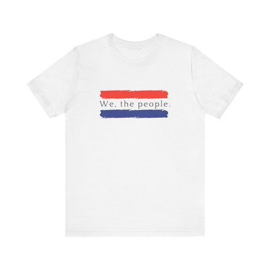 American People Unisex T-Shirt - 'We the People' Design Featuring Red and Blue Paint Splashes