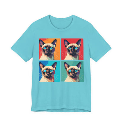 Colorful Siamese Cat Pop Art Style Tee