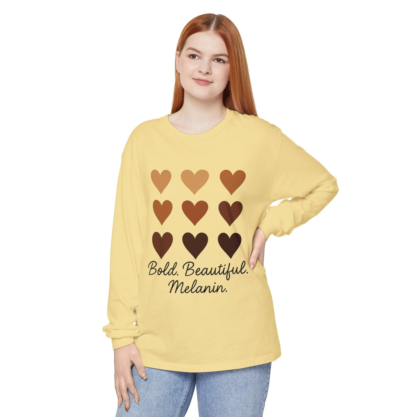Unisex Long Sleeve T-Shirt - Bold, Beautiful Melanin - Celebrate Diversity, Perfect for Everyday Wear, Gift for Friends and Family