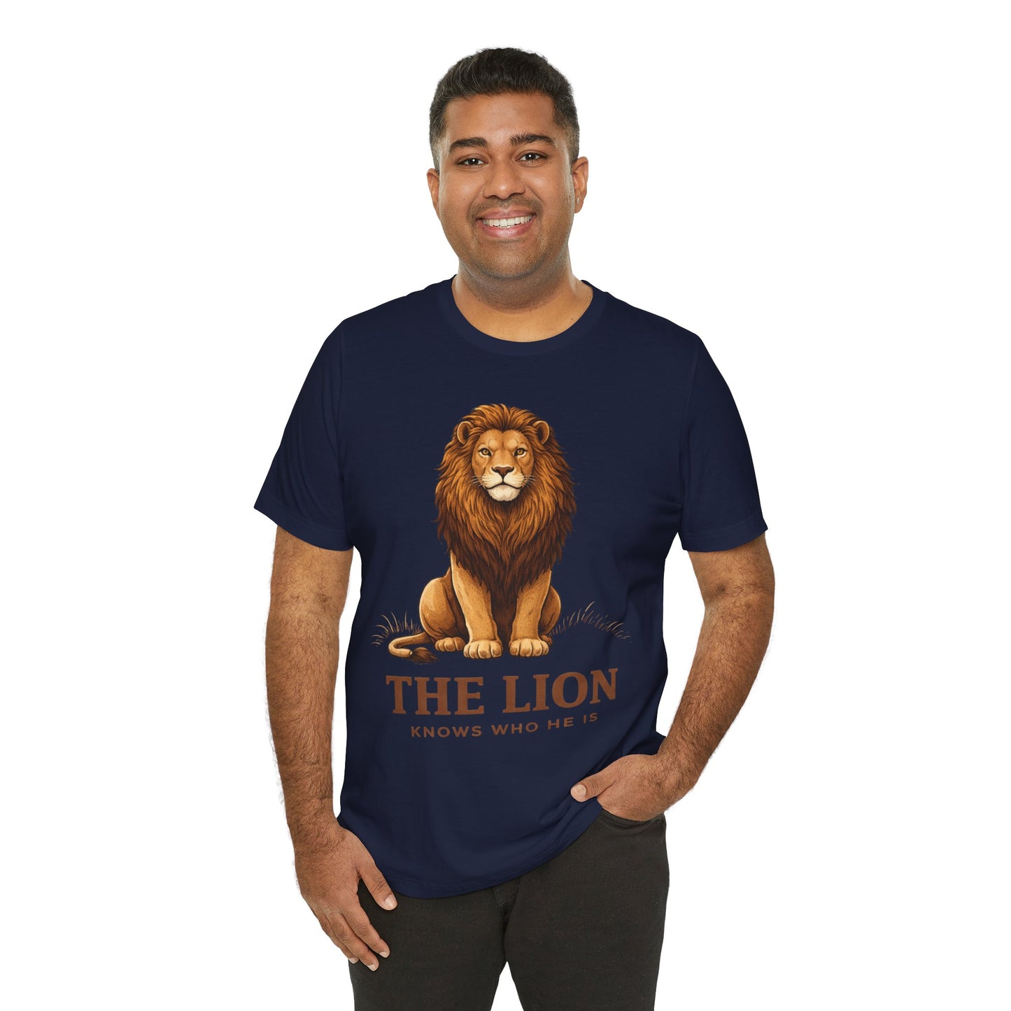 The Lion Knows Who He Is Tee — Confident Identity Lion Graphic Shirt