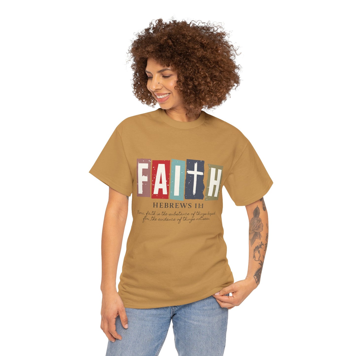 Funky Christian Tee - Colorful FAITH Design - Hebrews 11:1