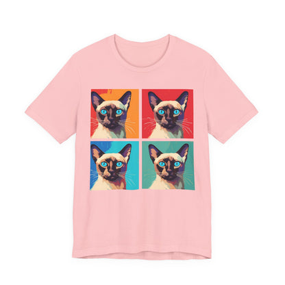 Colorful Siamese Cat Pop Art Style Tee