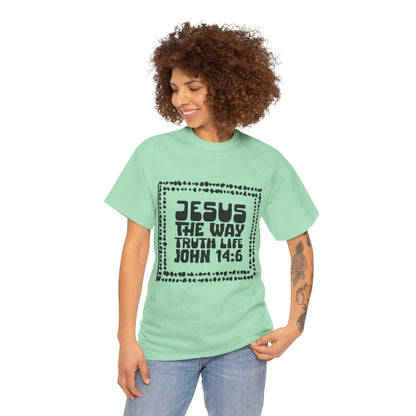 Christian Unisex Tee with Hot Chunky Funky Letters and Abstract Beads - John 14:6