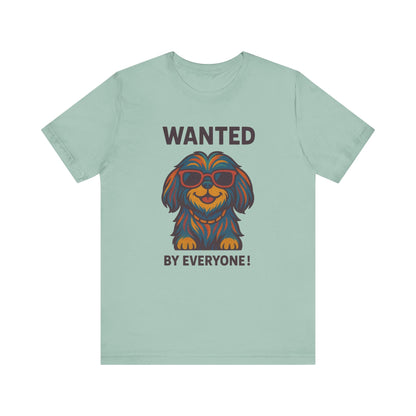 Shitzu Unisex Tee with Multicolored Fur and Sunglasses Design