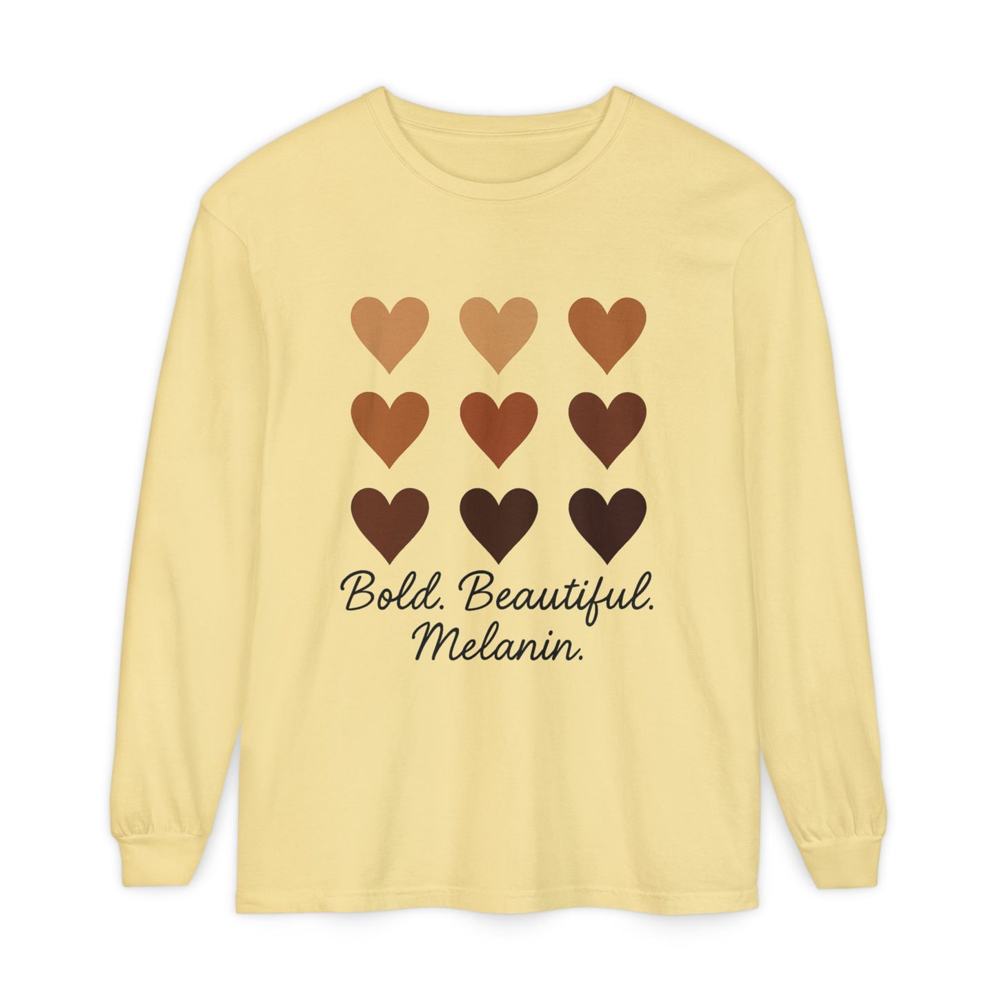 Unisex Long Sleeve T-Shirt - Bold, Beautiful Melanin - Celebrate Diversity, Perfect for Everyday Wear, Gift for Friends and Family