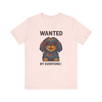 Shitzu Unisex Tee with Multicolored Fur and Sunglasses Design