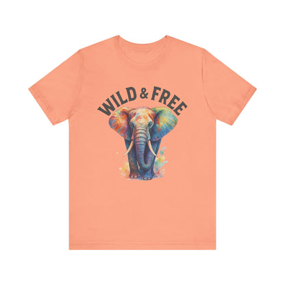 Wild & Free Elephant Tee, Unisex Short Sleeve T-Shirt for Nature Lovers, Bohemian Style Gift, Eco-Friendly Apparel, Adventure Shirt