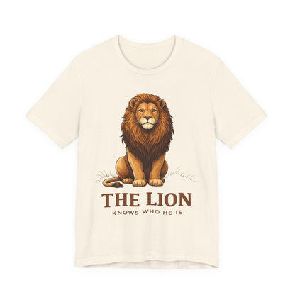 The Lion Knows Who He Is Tee — Confident Identity Lion Graphic Shirt