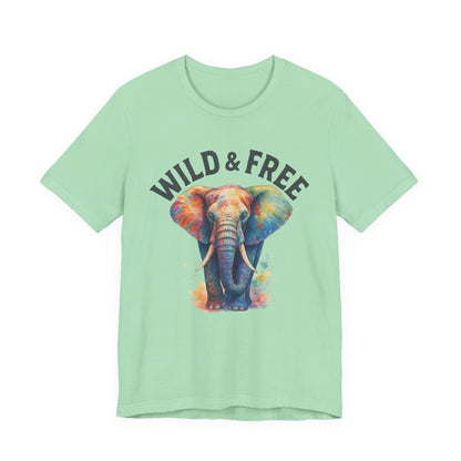 Wild & Free Elephant Tee, Unisex Short Sleeve T-Shirt for Nature Lovers, Bohemian Style Gift, Eco-Friendly Apparel, Adventure Shirt