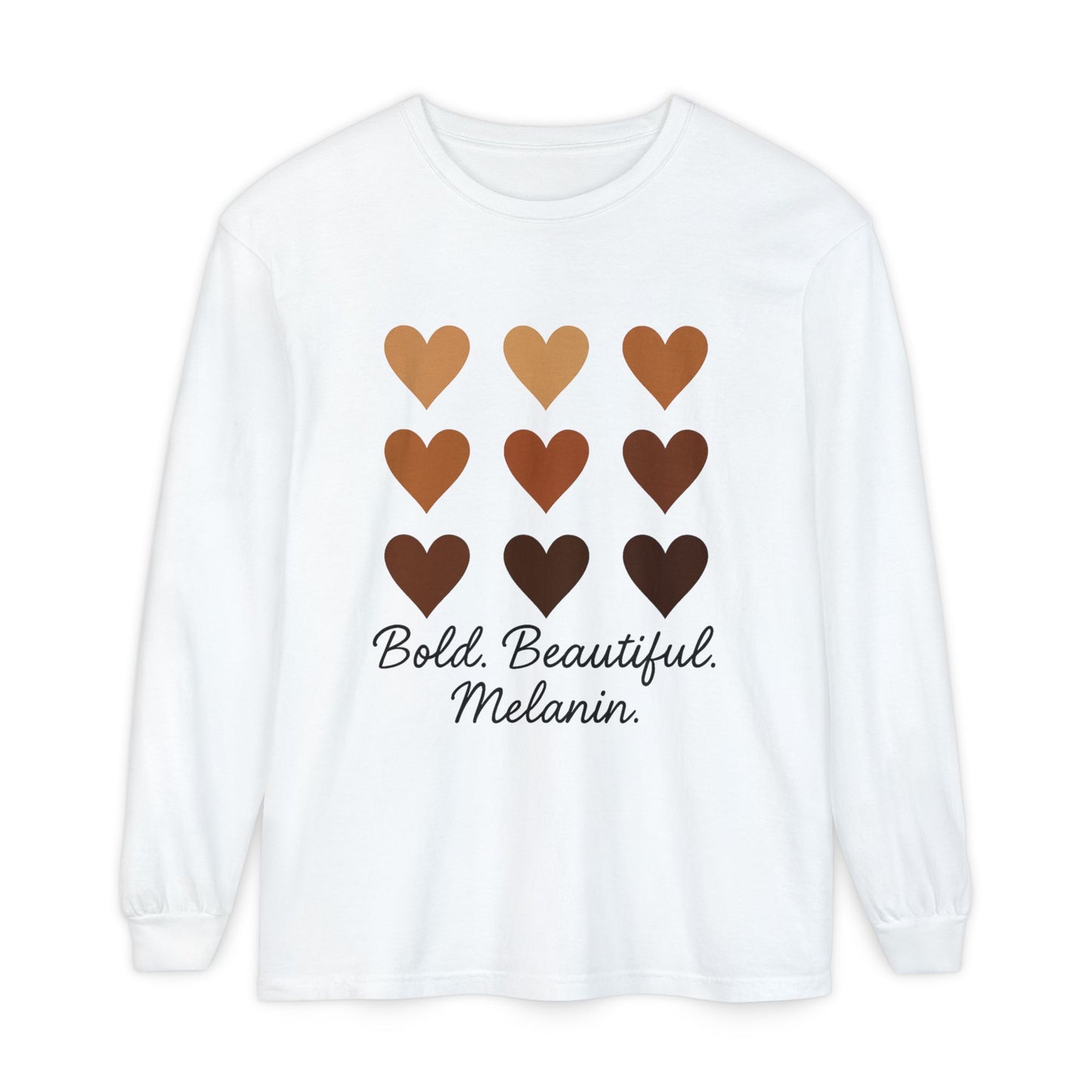 Unisex Long Sleeve T-Shirt - Bold, Beautiful Melanin - Celebrate Diversity, Perfect for Everyday Wear, Gift for Friends and Family