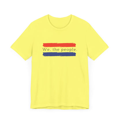American People Unisex T-Shirt - 'We the People' Design Featuring Red and Blue Paint Splashes