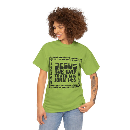 Christian Unisex Tee with Hot Chunky Funky Letters and Abstract Beads - John 14:6