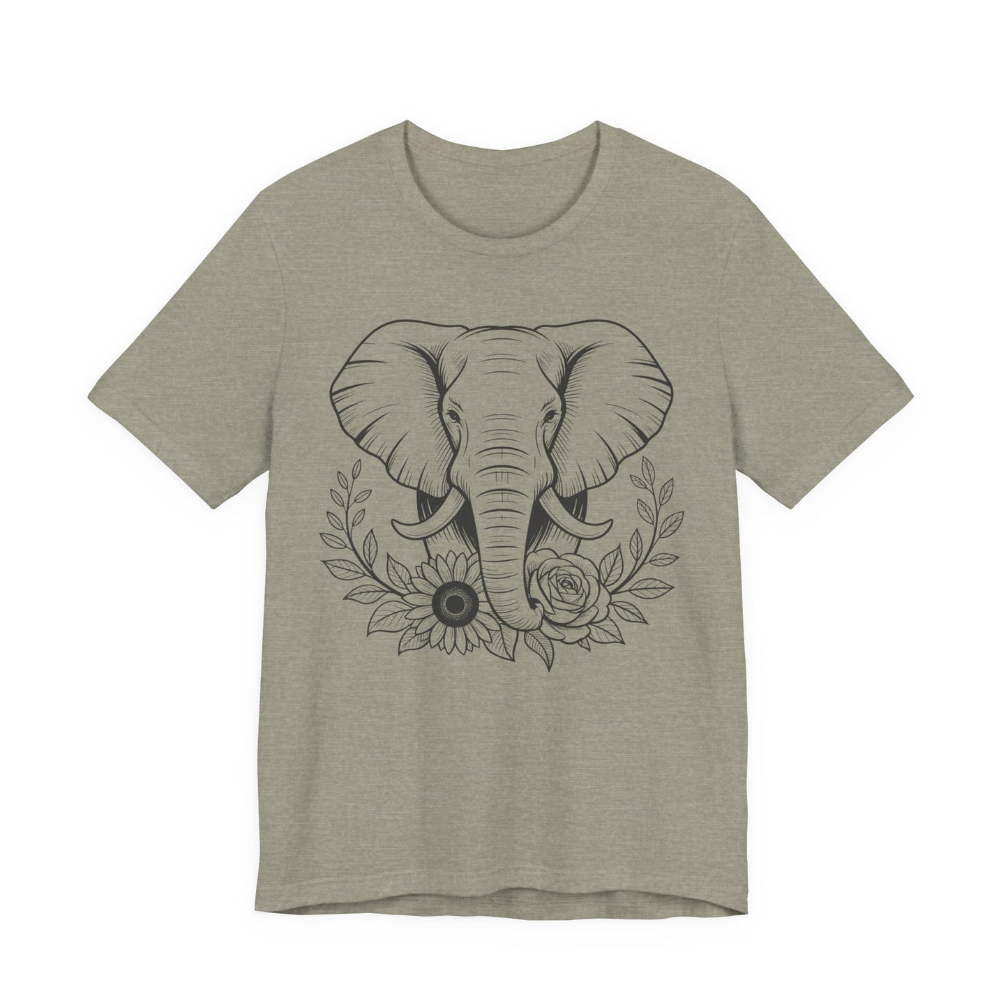 Elephant & Floral Strength T-Shirt — "Strength Meets Beauty"