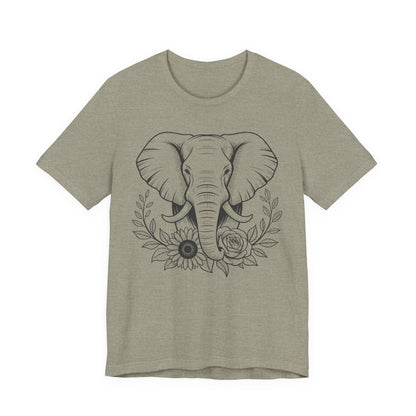 Elephant & Floral Strength T-Shirt — "Strength Meets Beauty"