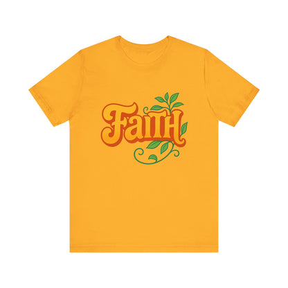 Faith Unisex Tee - Bold Orange with Green Leaves