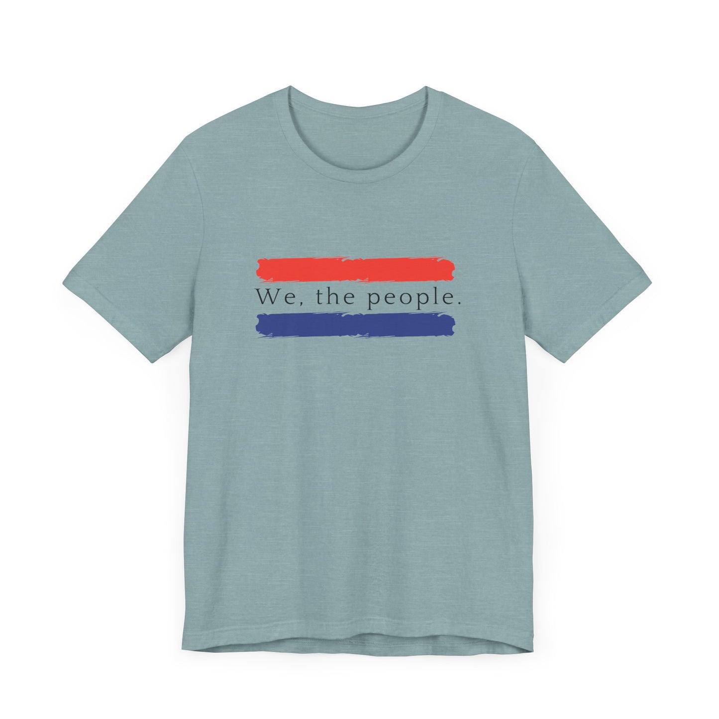 American People Unisex T-Shirt - 'We the People' Design Featuring Red and Blue Paint Splashes
