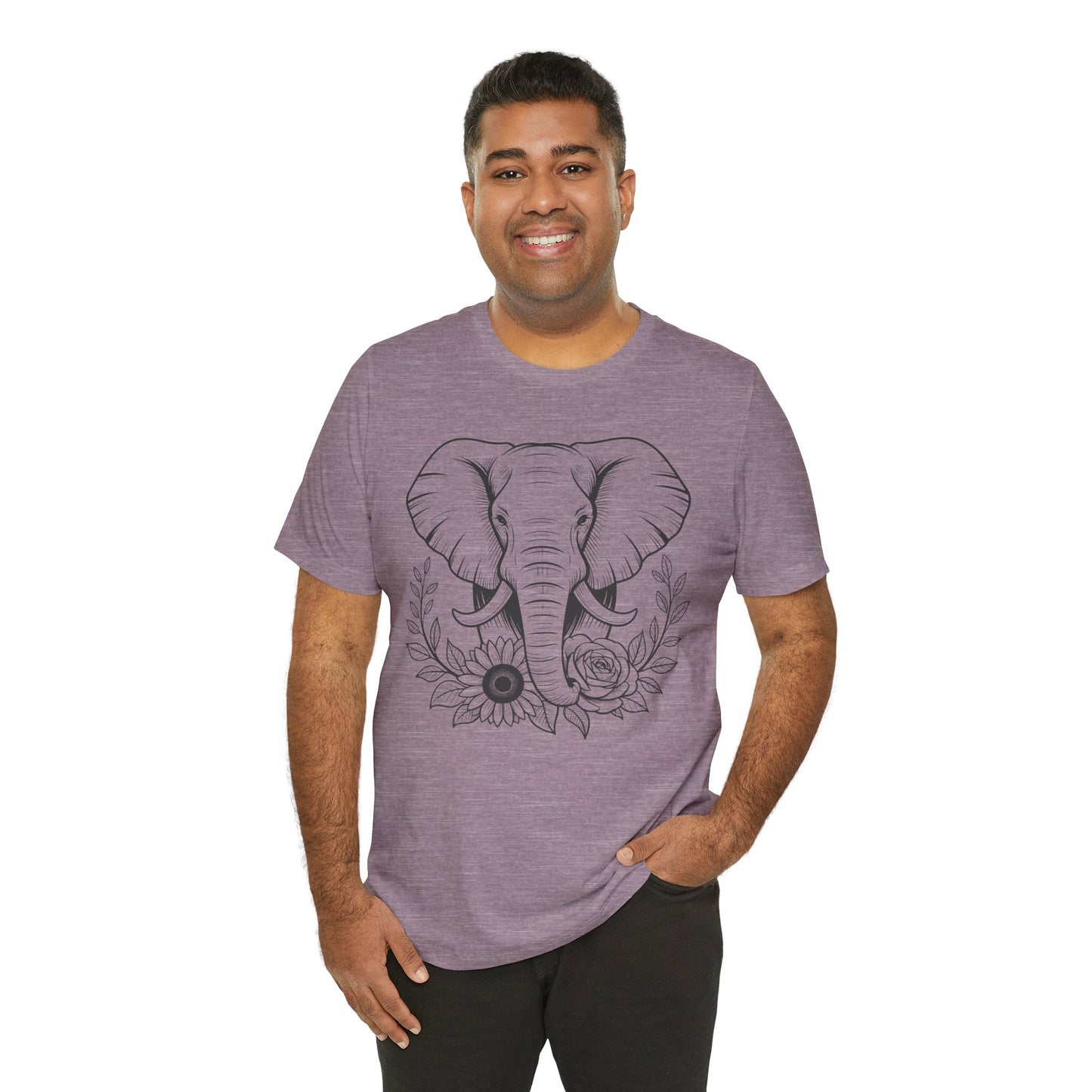 Elephant & Floral Strength T-Shirt — "Strength Meets Beauty"