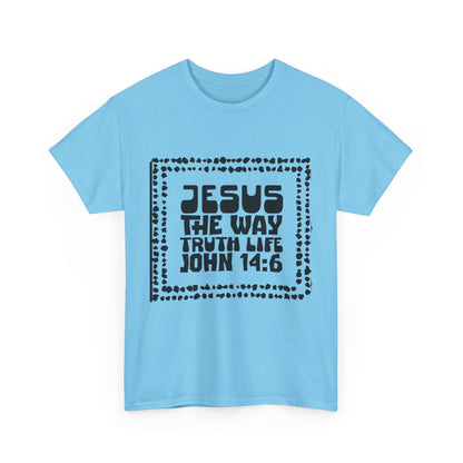 Christian Unisex Tee with Hot Chunky Funky Letters and Abstract Beads - John 14:6