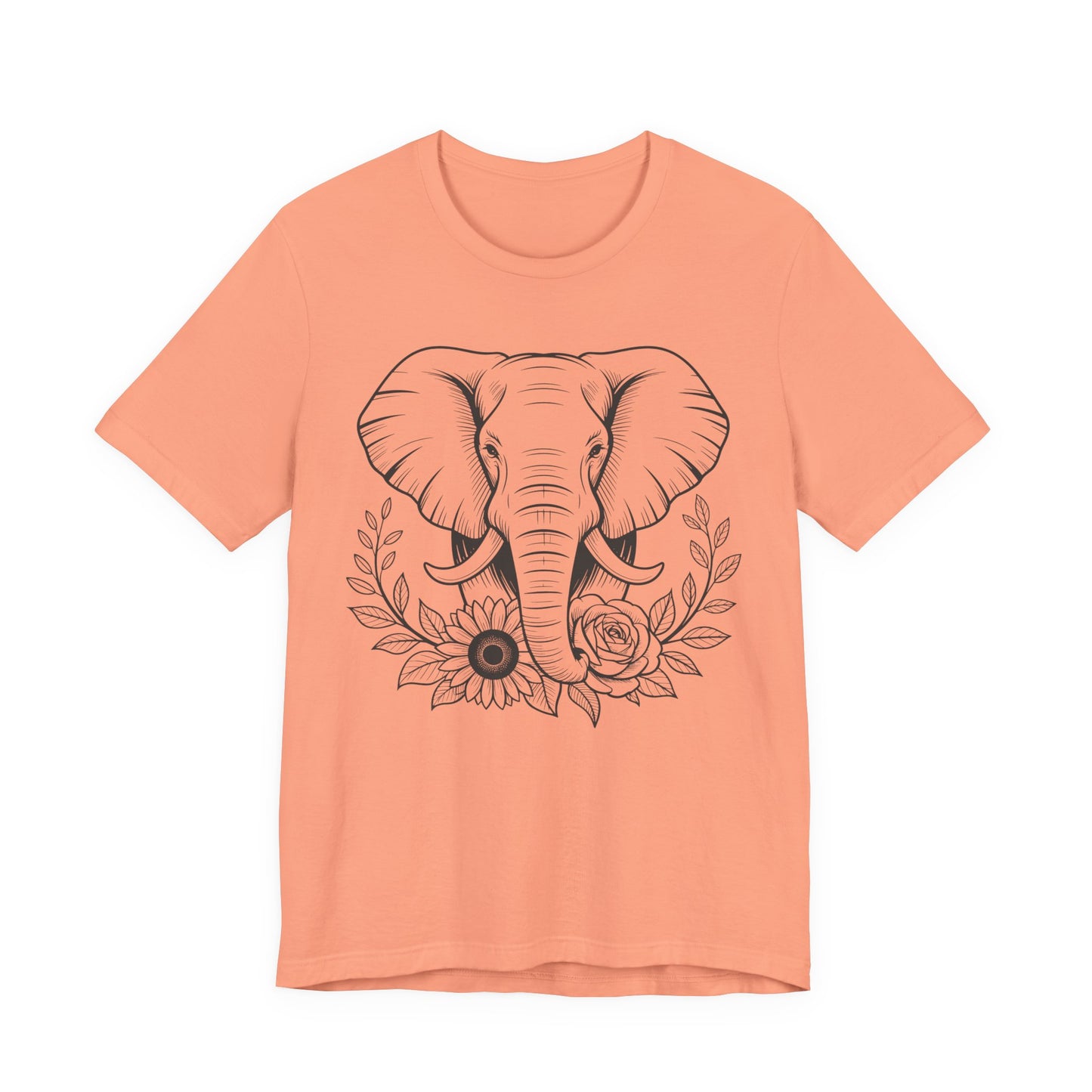 Elephant & Floral Strength T-Shirt — "Strength Meets Beauty"