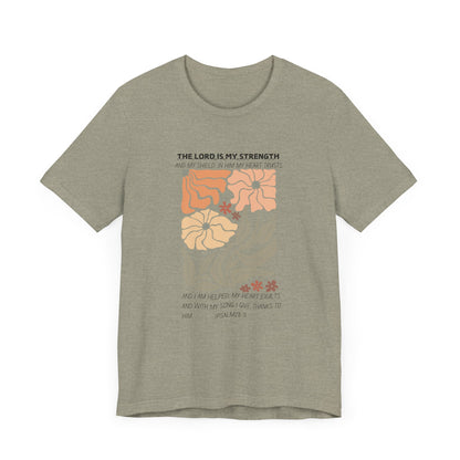 Boho Retro Flower T-shirt with Psalm 28:7
