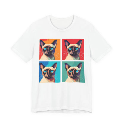 Colorful Siamese Cat Pop Art Style Tee