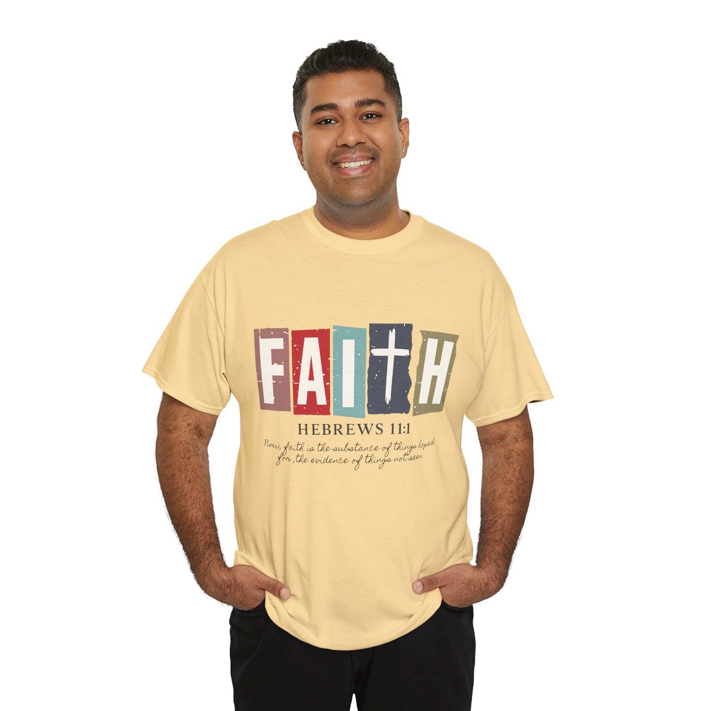 Funky Christian Tee - Colorful FAITH Design - Hebrews 11:1