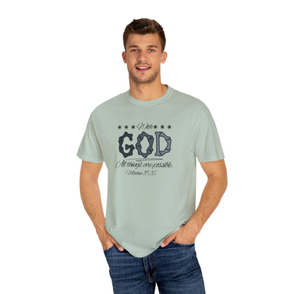 Faith Inspired T-shirt Matthew 19:26 Monochrome Design