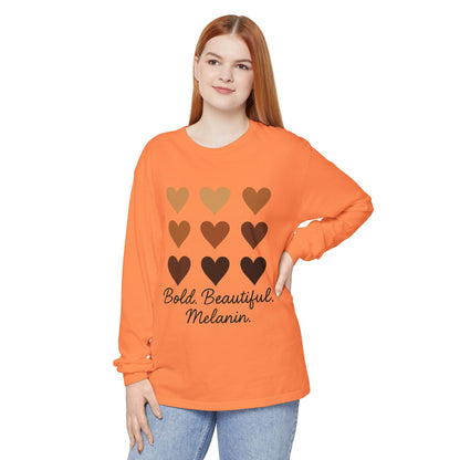 Unisex Long Sleeve T-Shirt - Bold, Beautiful Melanin - Celebrate Diversity, Perfect for Everyday Wear, Gift for Friends and Family