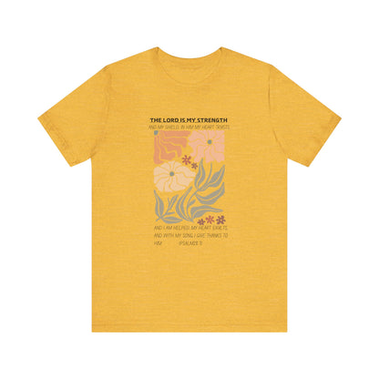 Boho Retro Flower T-shirt with Psalm 28:7