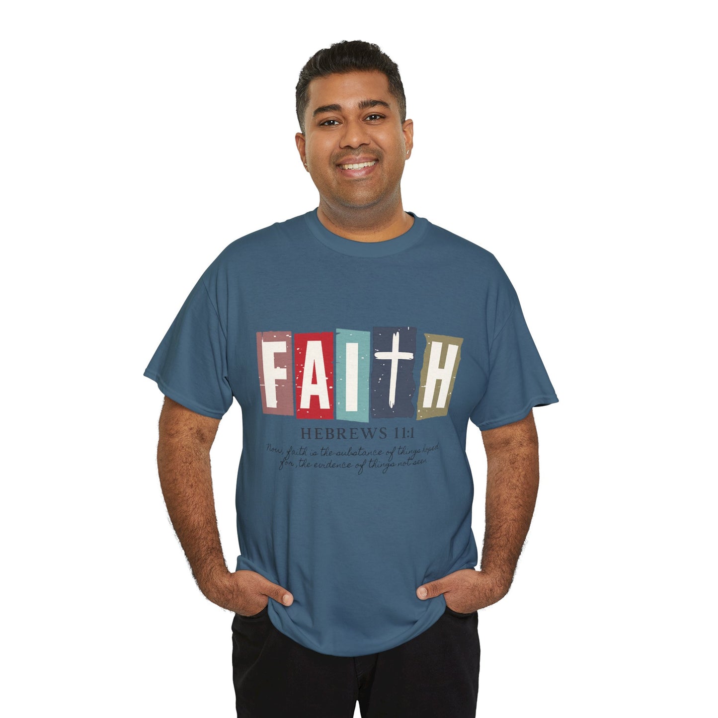 Funky Christian Tee - Colorful FAITH Design - Hebrews 11:1