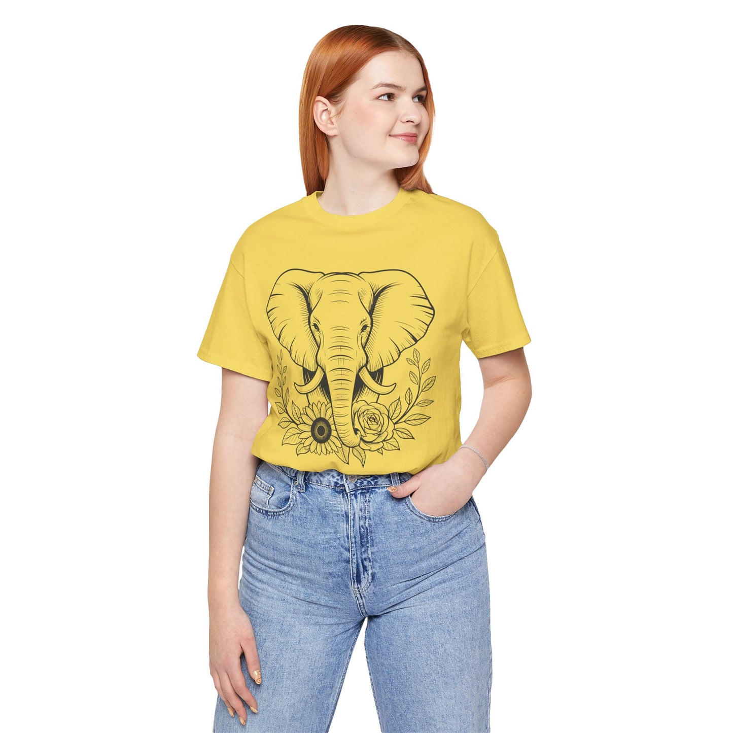 Elephant & Floral Strength T-Shirt — "Strength Meets Beauty"