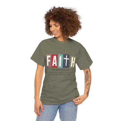 Funky Christian Tee - Colorful FAITH Design - Hebrews 11:1