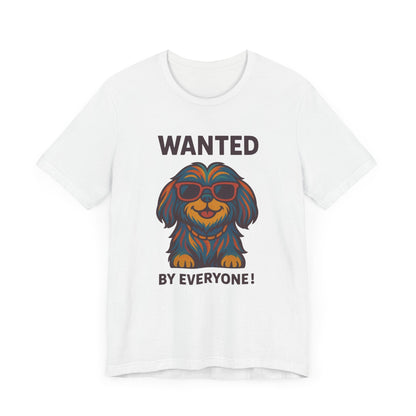 Shitzu Unisex Tee with Multicolored Fur and Sunglasses Design