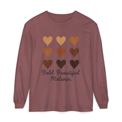 Unisex Long Sleeve T-Shirt - Bold, Beautiful Melanin - Celebrate Diversity, Perfect for Everyday Wear, Gift for Friends and Family