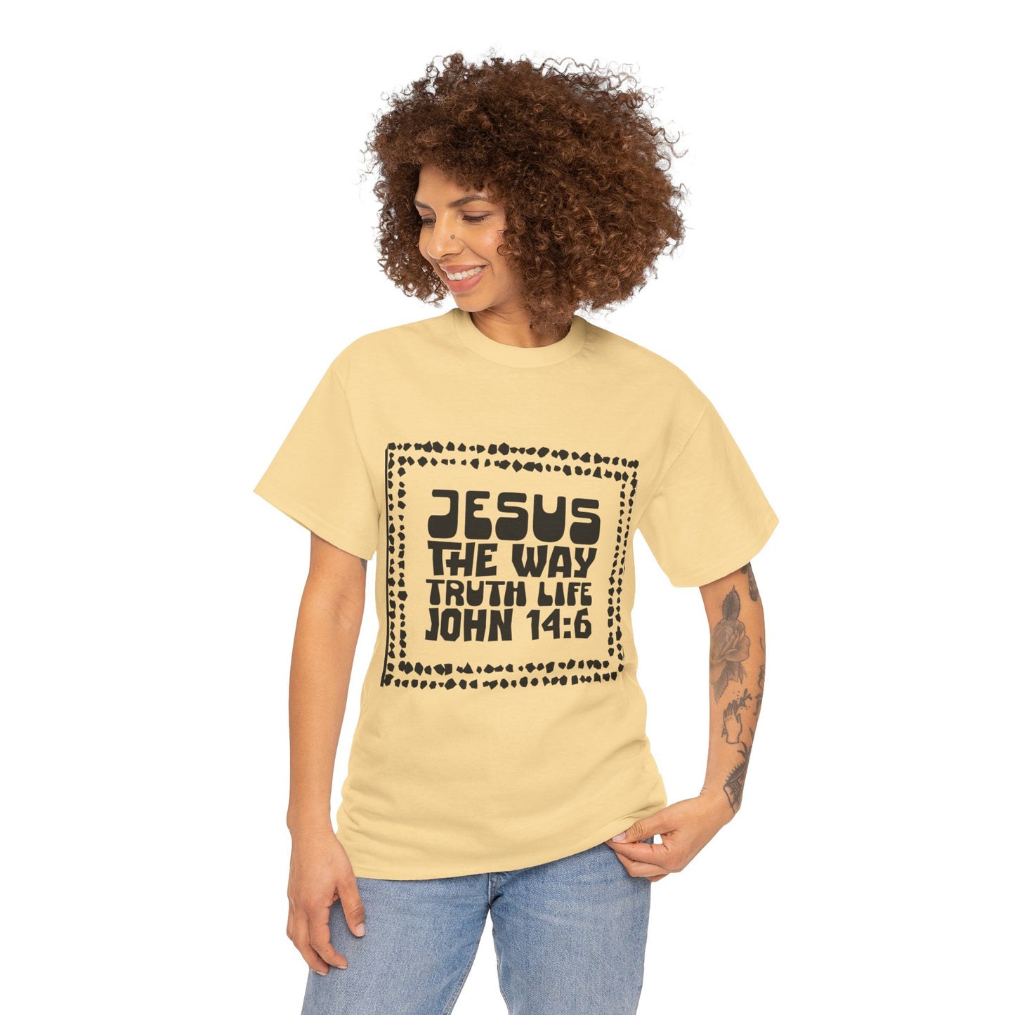 Christian Unisex Tee with Hot Chunky Funky Letters and Abstract Beads - John 14:6